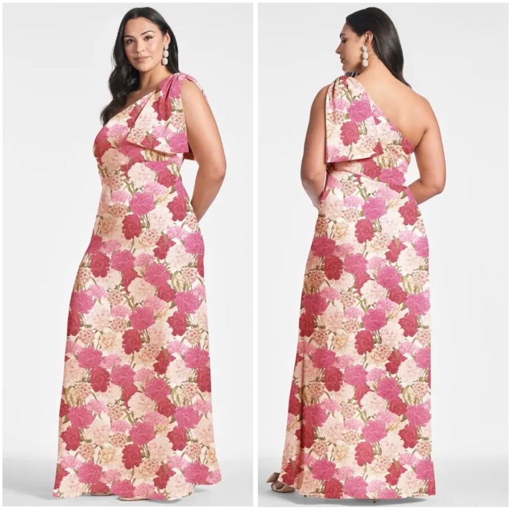 SACHIN & BABI Elegant Feminine Chic Floral One-Shoulder Chelsea Gown Sz 22W NWT